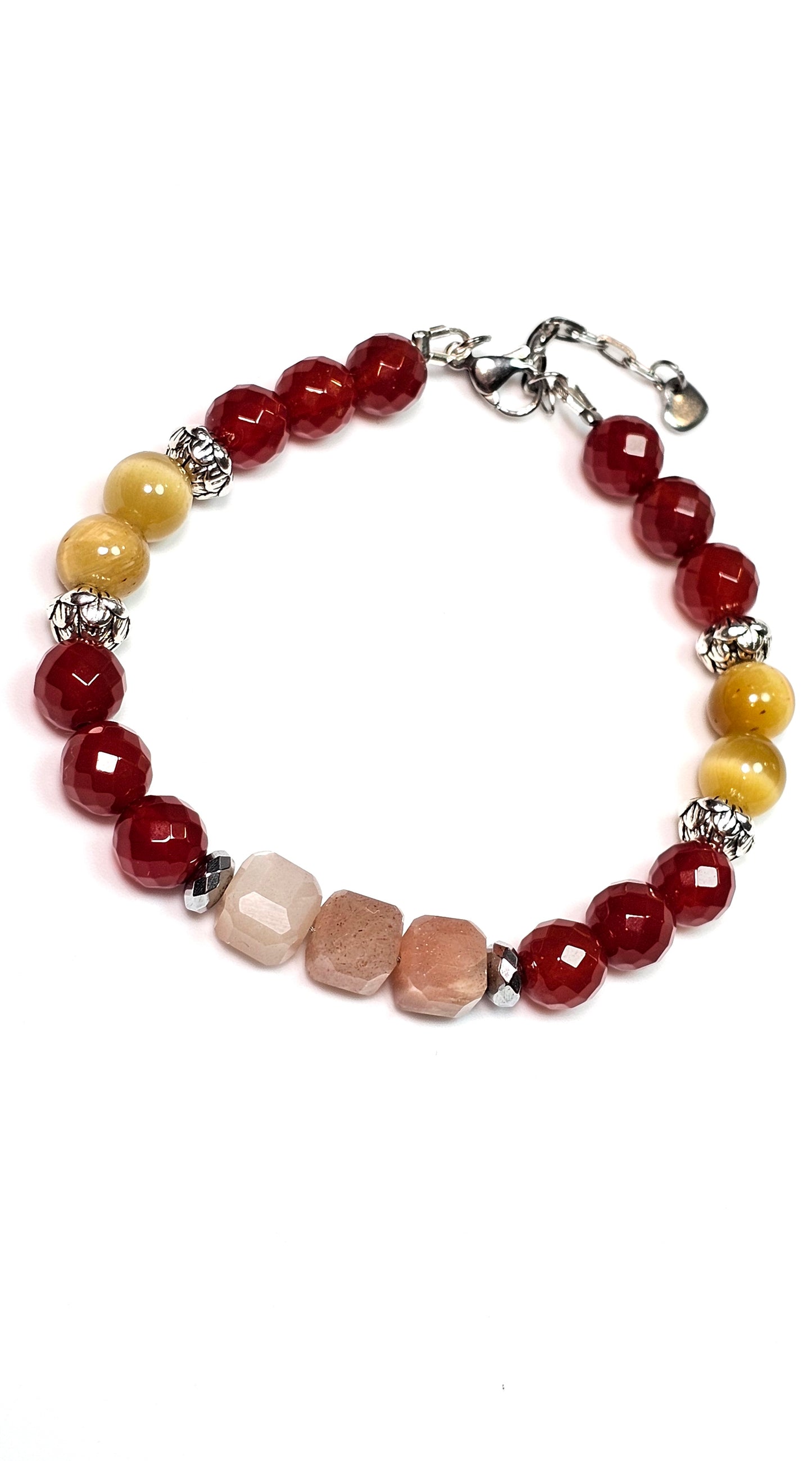 Creativity Manifesting your Power Abundance / AAA Carnelian / AA Golden Tigers Eye / Hematite / Sunstone Crystal Bracelet