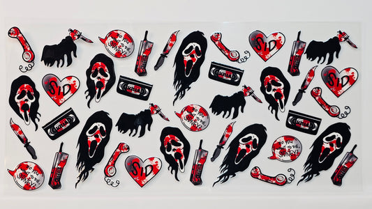 Scream Ghostface Halloween Hearts Horror Movie UVDTF Wrap 16 oz