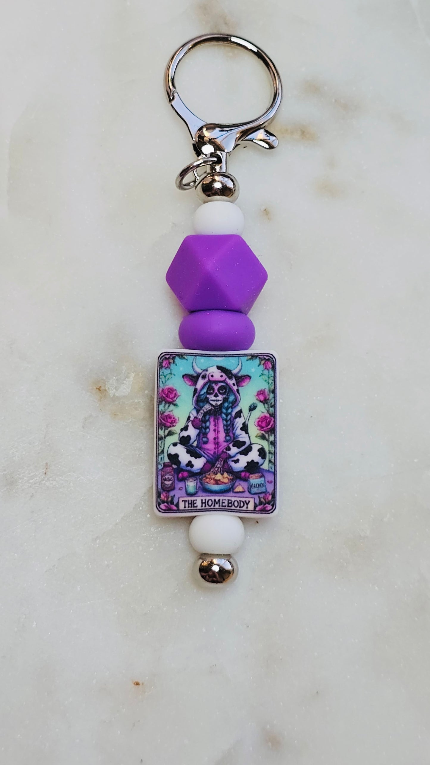 Tarot The Homebody Funny Keychain | Beaded Keychain | Sarcastic Gift | Bag Charm | Purse Accessory | Gift for Her
