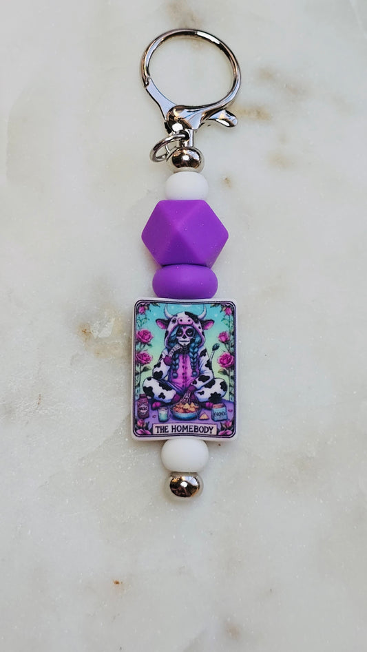 Tarot The Homebody Funny Keychain | Beaded Keychain | Sarcastic Gift | Bag Charm | Purse Accessory | Gift for Her