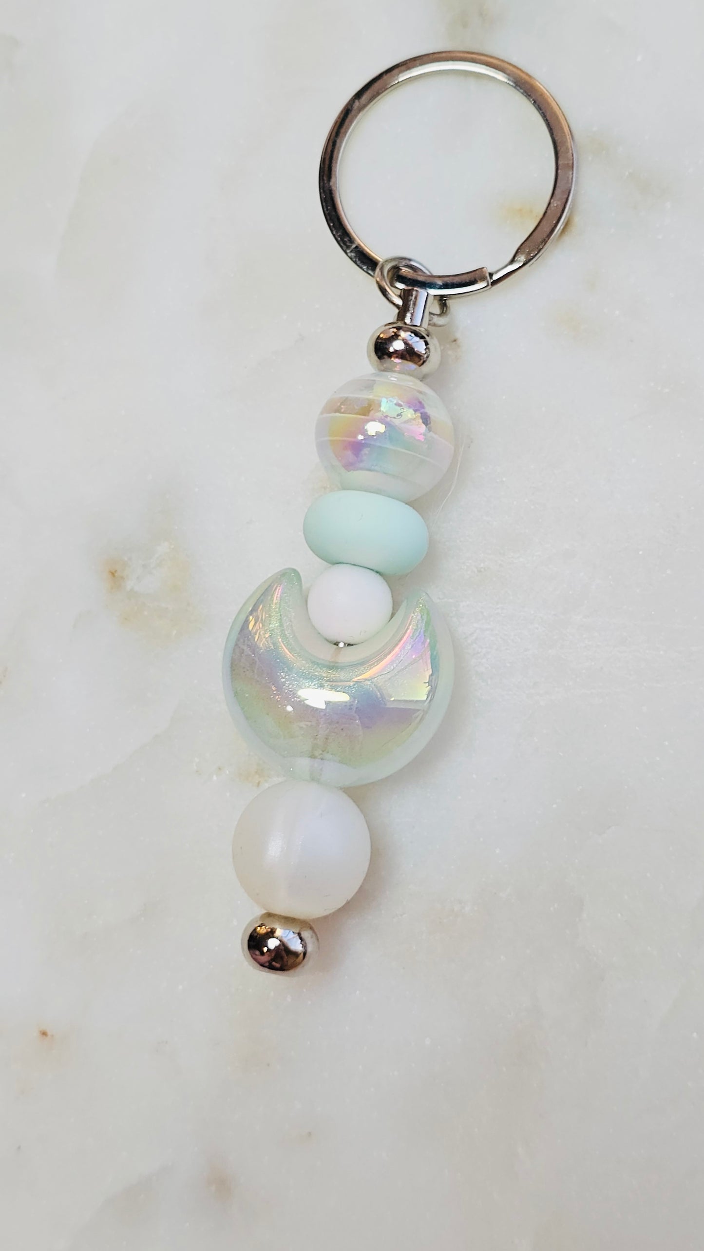 Moon Keychain™ | Cute Beaded Keychain | Pastel Moon Charm | Bag Charm | Purse Accessory | Gift for Her