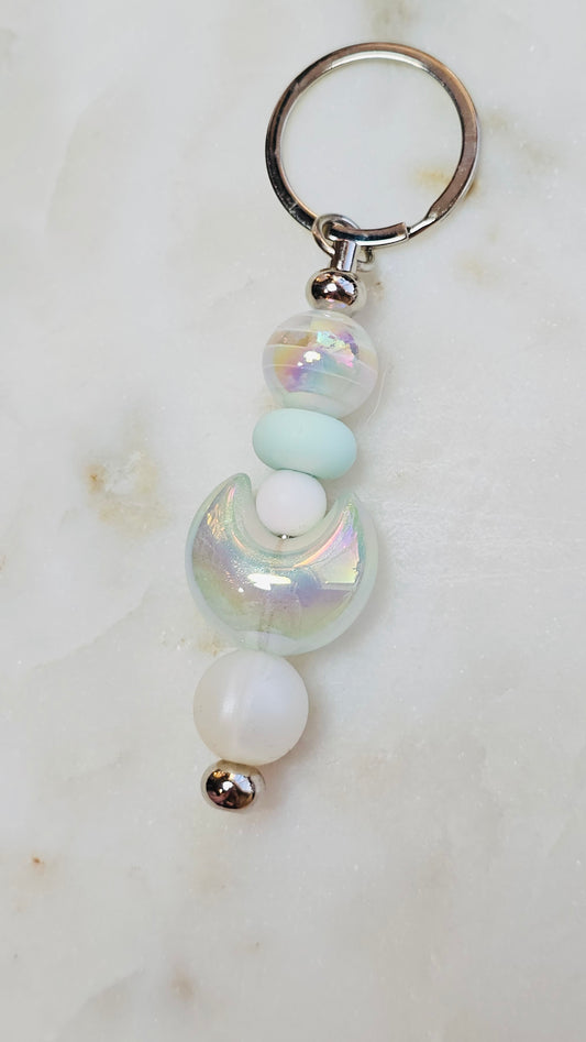 Moon Keychain™ | Cute Beaded Keychain | Pastel Moon Charm | Bag Charm | Purse Accessory | Gift for Her