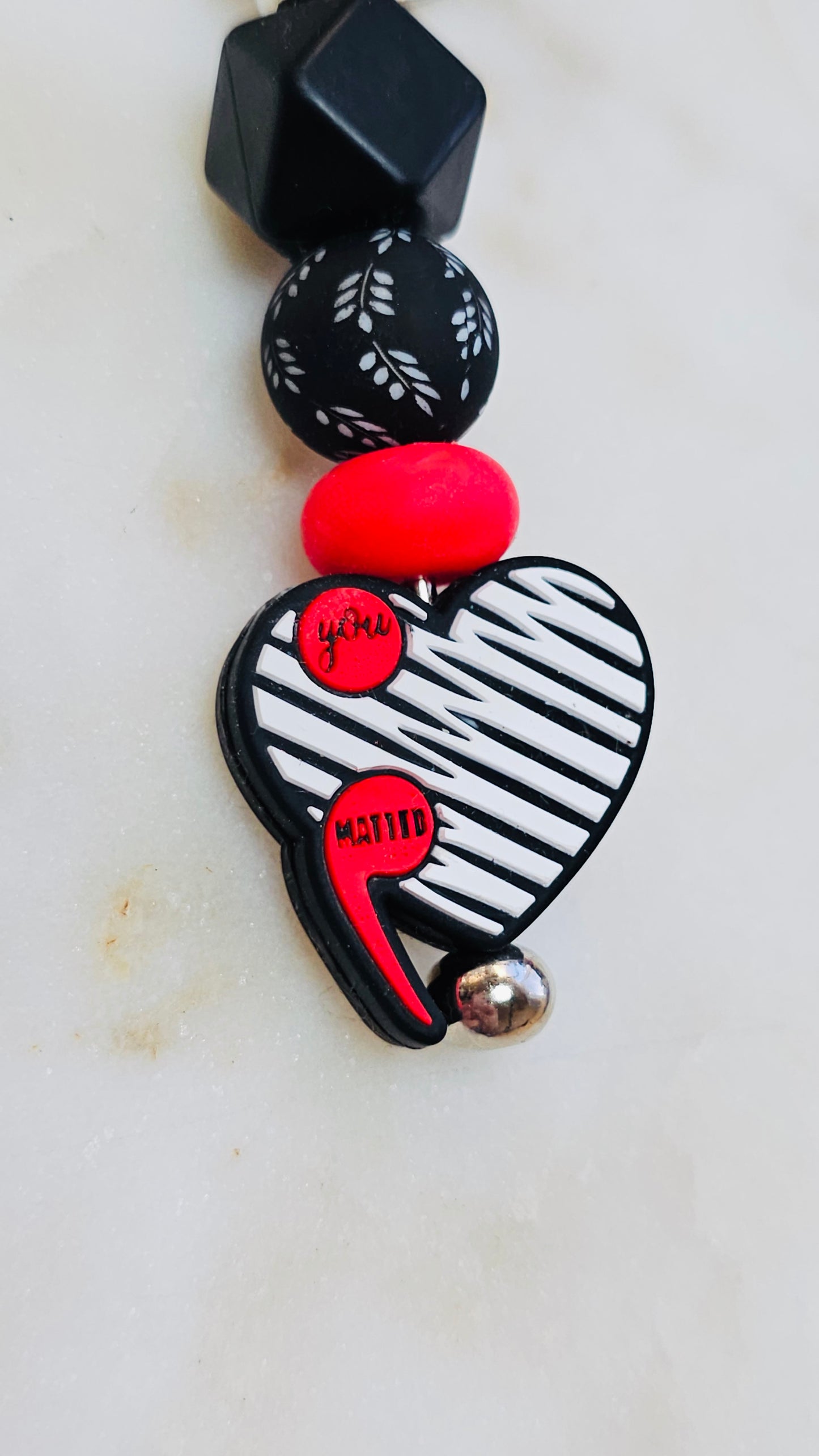 Nothing Stays the Same™ | Mental Health Beaded Keychain | Semicolon and Heart | Bag Charm | Purse Accessory | Gift for Friend