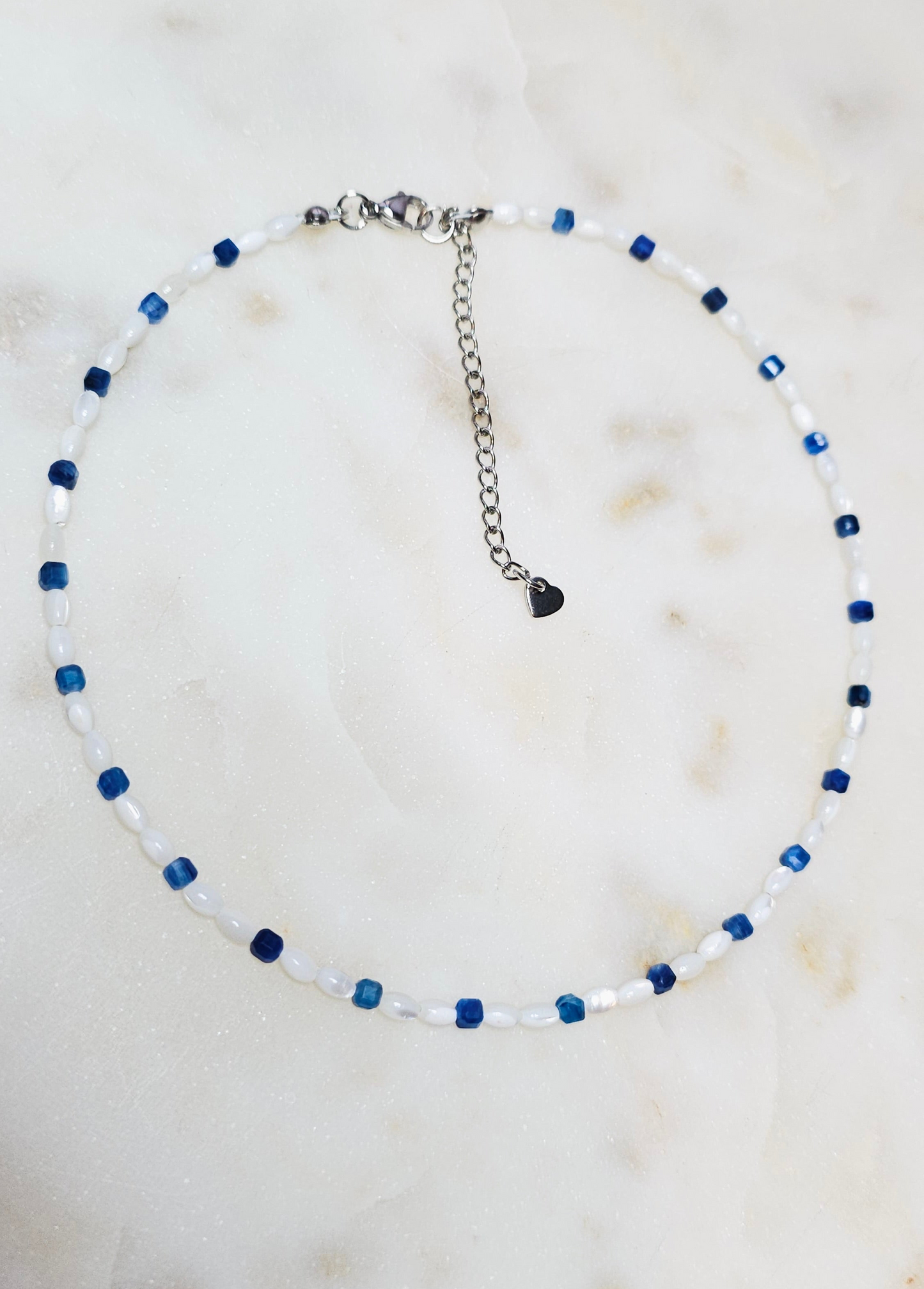 Ocean’s Peace™ Kyanite Dainty Pearl Choker Necklace | Truth & Clarity Crystal Jewelry | Crystal Necklace | Gift For Her | Feminine Jewelry