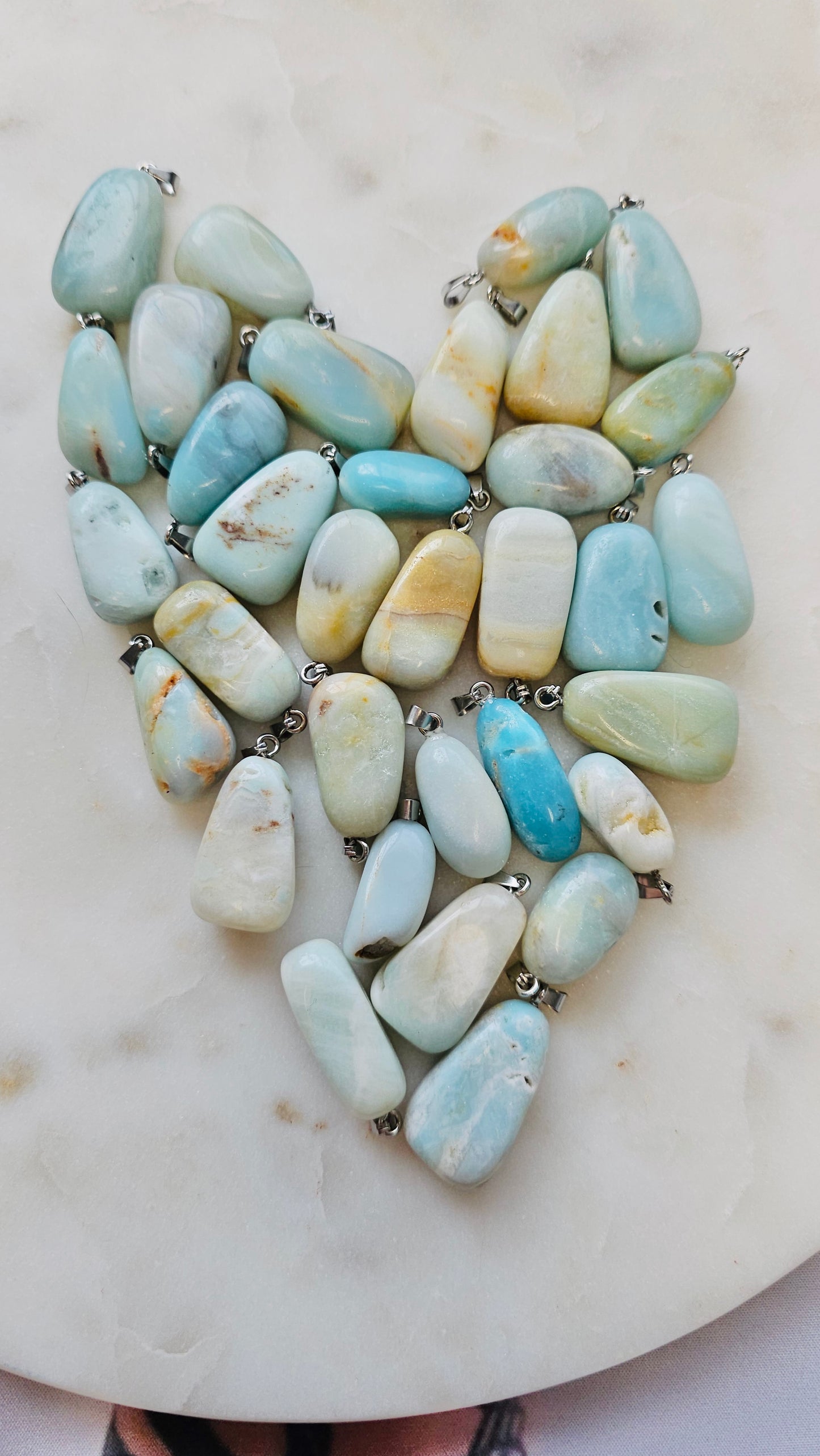Amazonite Crystal Charm with Stainless Steel Chain | Calming Peaceful Beachy Necklace | Long Chain 24”
