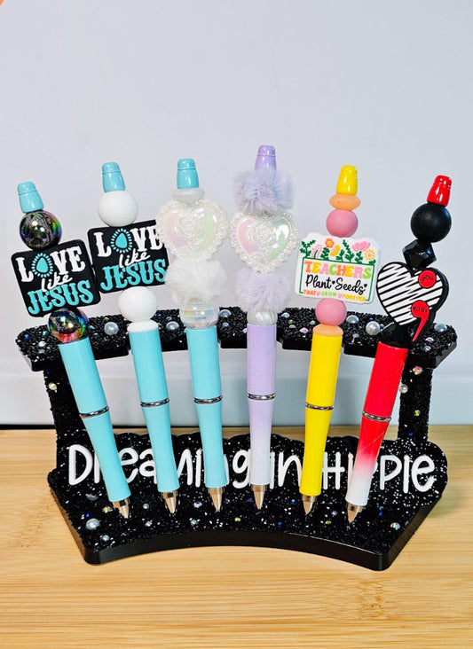 Silicone Beaded Pens / Faith / Jesus / Teacher / Mental Health Awarenes / Focal Bead Ballpoint Refillable Cute Stationery Pen