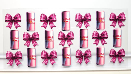 Redbull Energy with Pink Bows Drink UVDTF Wrap 16 oz