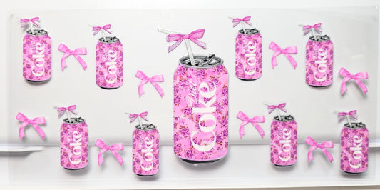 Diet Coke Cans with Pink Bows Drink UVDTF Wrap 16 oz