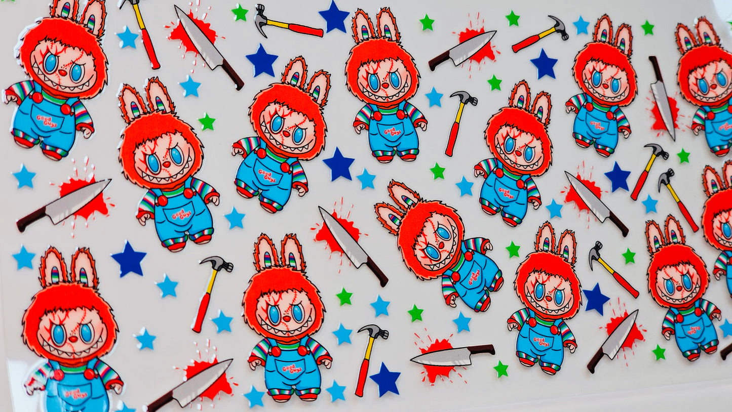 Labubu Chuckie Halloween Horror Movie UVDTF Wrap 16 oz