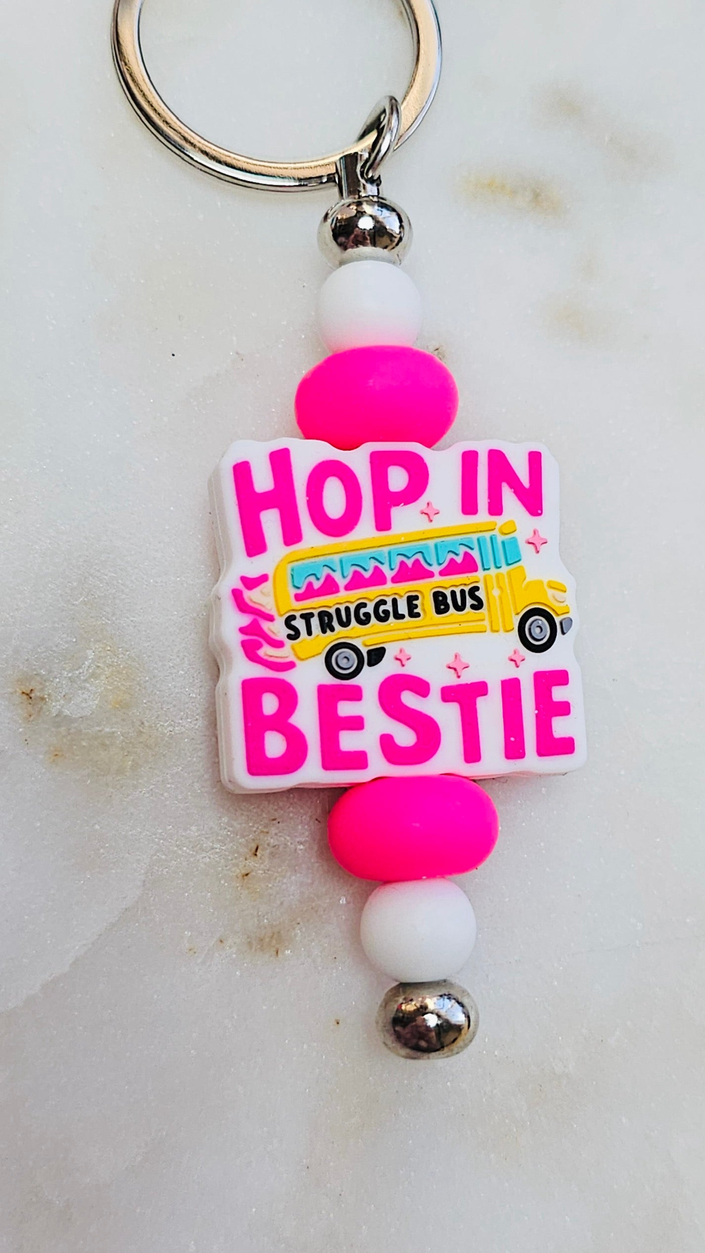 Struggle Bus Funny Keychain | Beaded Keychain | Sarcastic Gift | Bag Charm | Purse Accessory | Gag Gift for Her