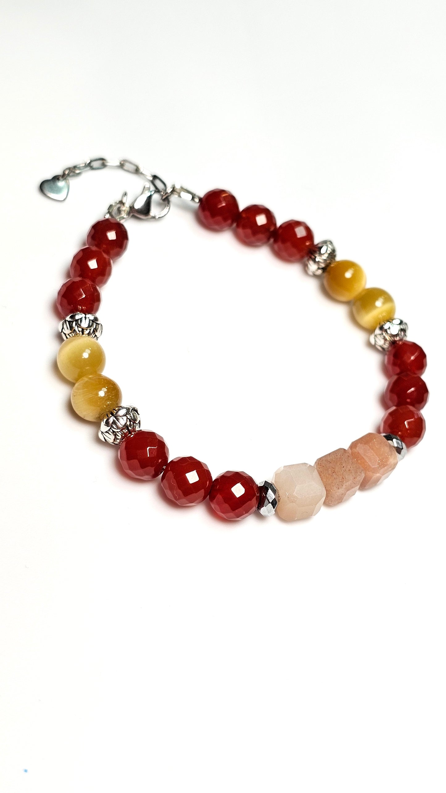 Creativity Manifesting your Power Abundance / AAA Carnelian / AA Golden Tigers Eye / Hematite / Sunstone Crystal Bracelet