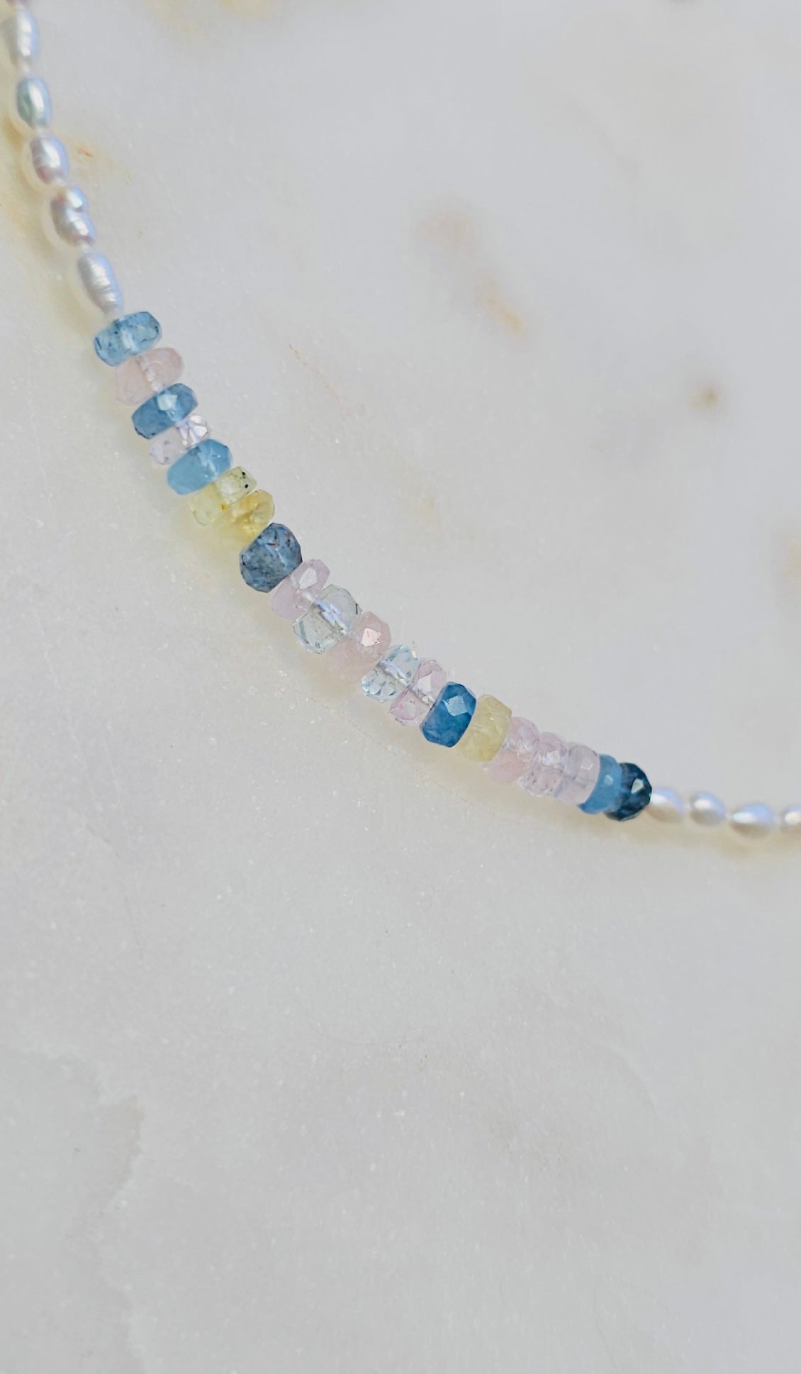 Dainty Pearl and Morganite Choker Necklace | Summer Feminine Necklace | Freshwater Pearls | Dainty Choker | Summer Jewelry