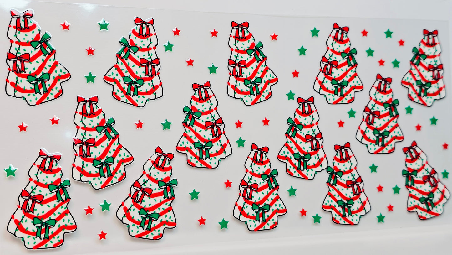 Christmas Tree Lil Debbie Cake Candy Cane Bows UVDTF Wrap 16 oz