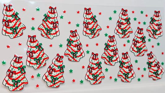 Christmas Tree Lil Debbie Cake Candy Cane Bows UVDTF Wrap 16 oz