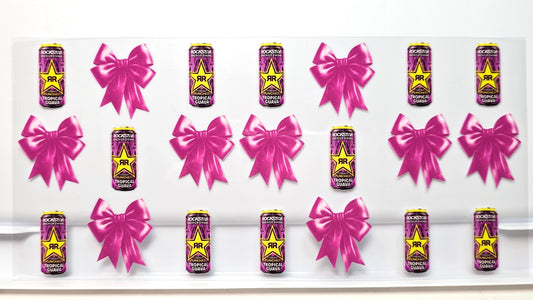 Rockstar Energy with Pink Bows Drink UVDTF Wrap 16 oz