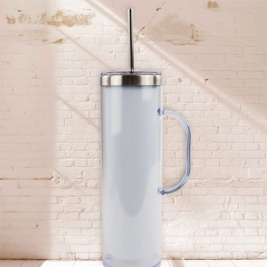 Stainless Steel Snow Globe Acrylic Tumbler 20 oz with Handle