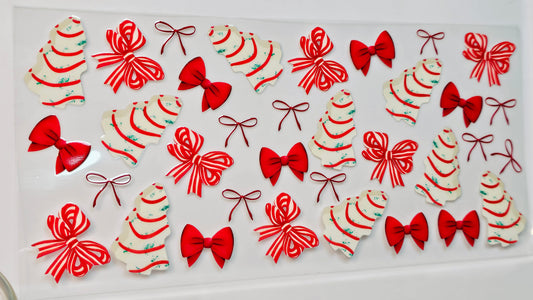 Christmas Tree Lil Debbie Cake Candy Cane Bows UVDTF Wrap 16 oz