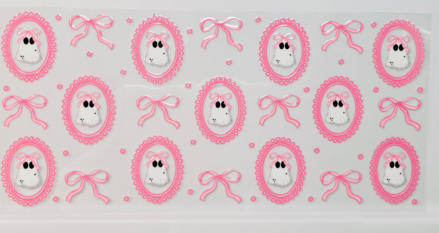 Halloween Coquette Ghosties Pink Bows UVDTF Wrap 16 oz