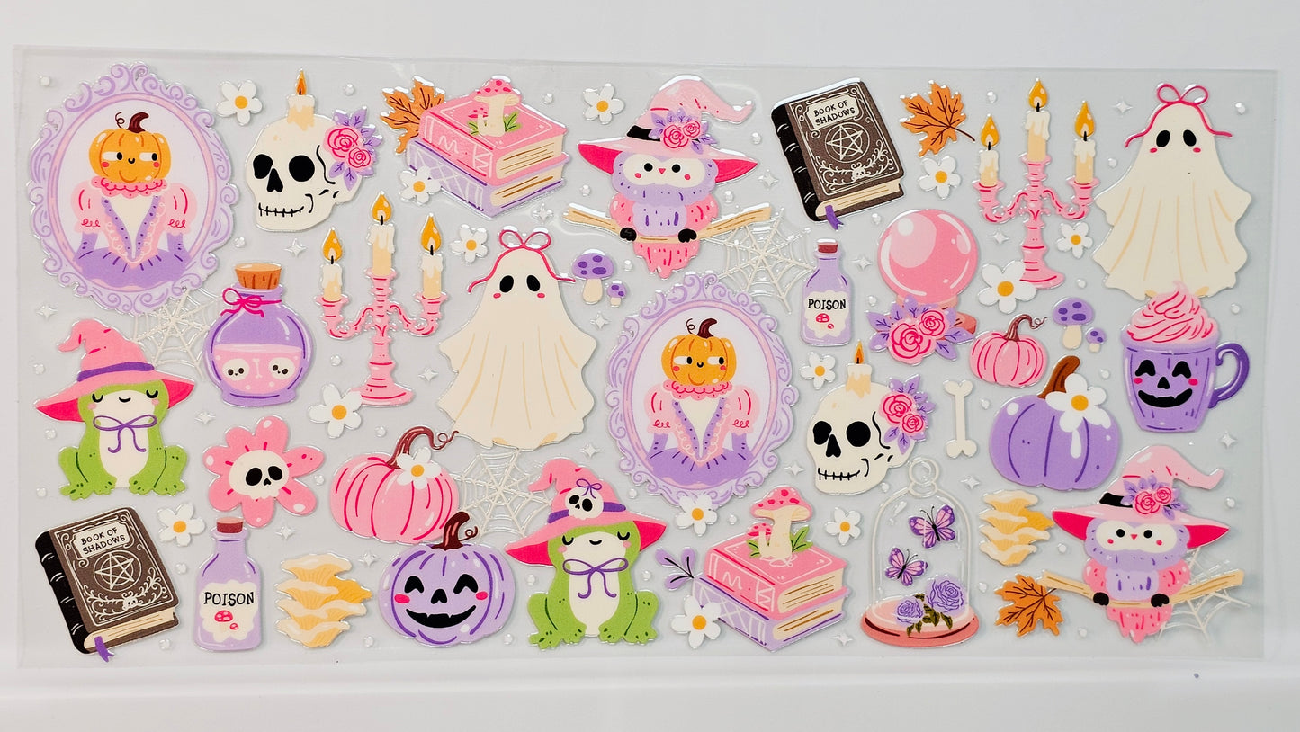 Halloween Ghosties Skulls Pumpkins Frogs Bats UVDTF Wrap 16 oz