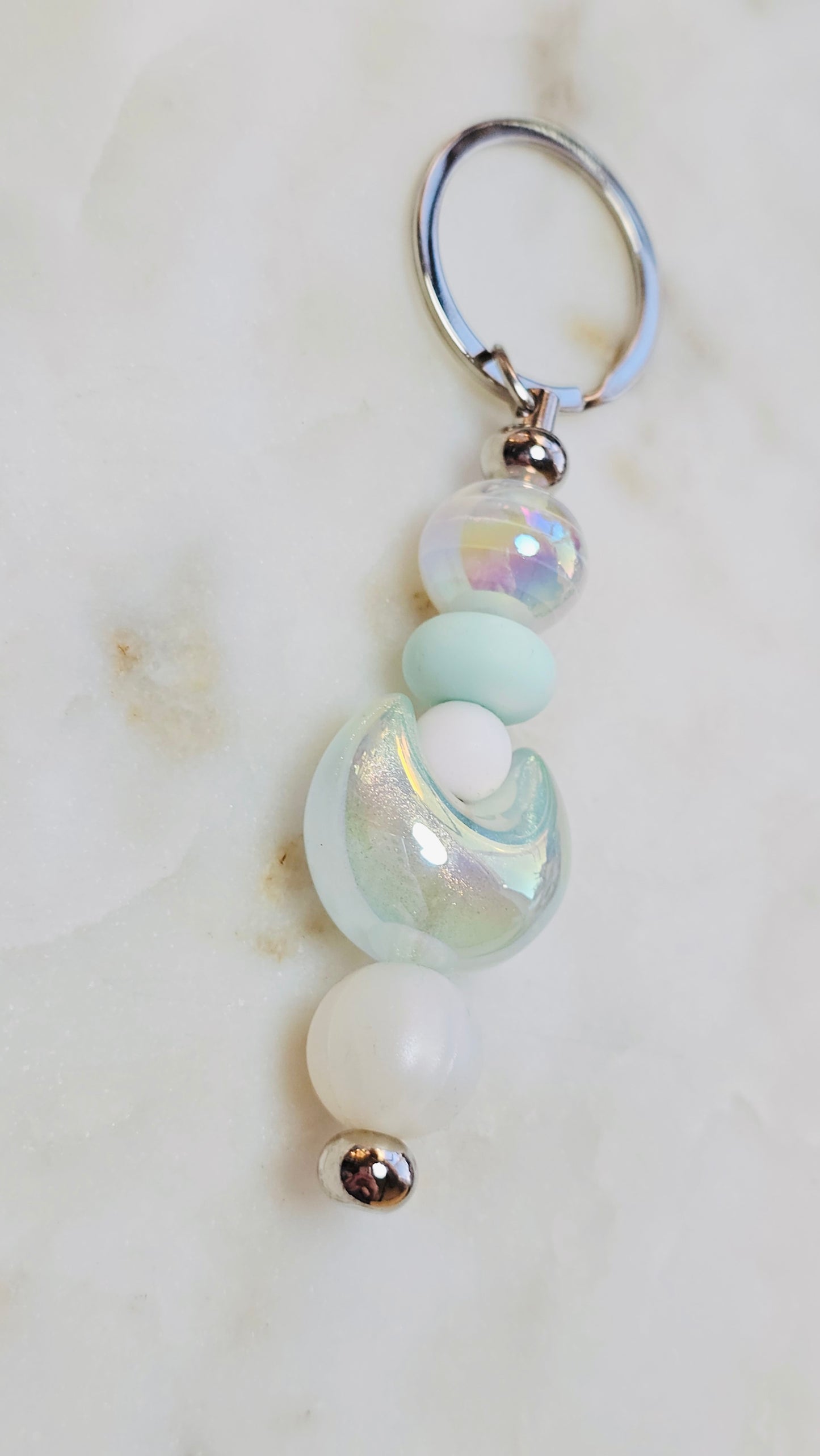 Moon Keychain™ | Cute Beaded Keychain | Pastel Moon Charm | Bag Charm | Purse Accessory | Gift for Her
