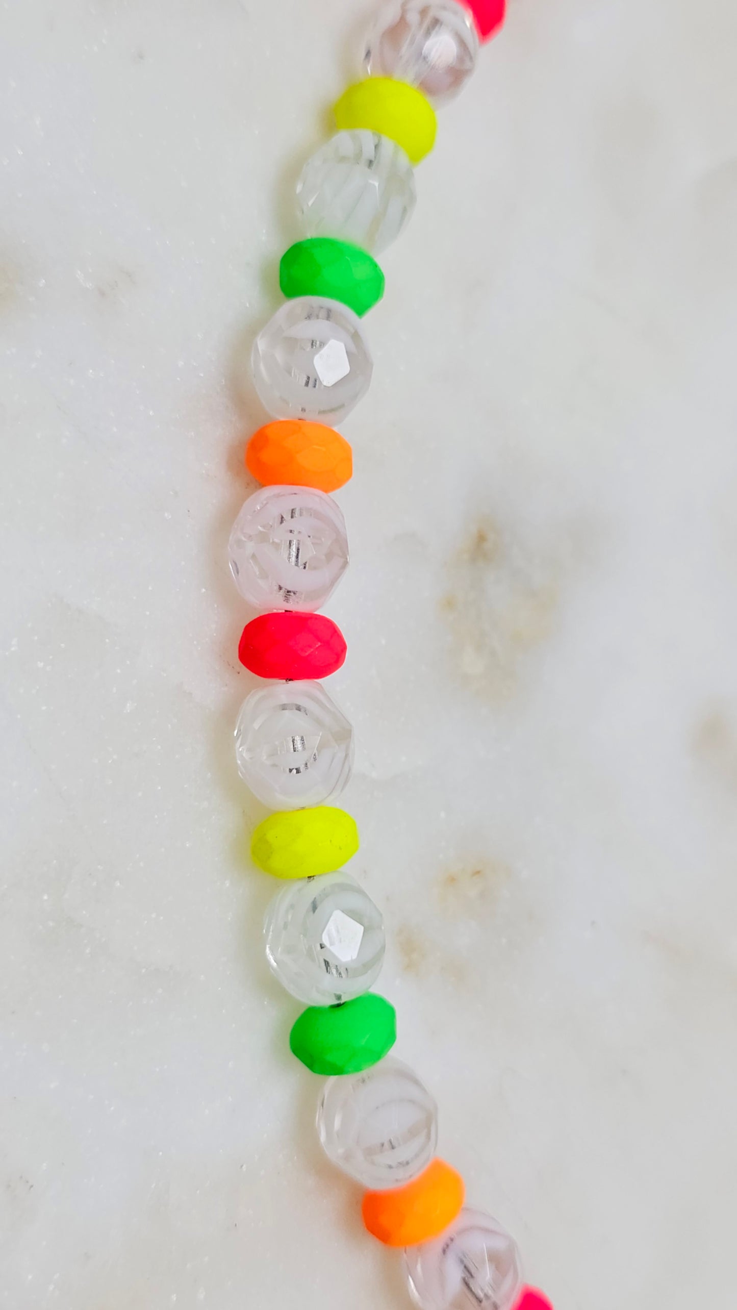 Etched Tiger Striped 8mm Beads Czech Neon Bead Spacers | Neon Beaded necklace | Summer Jewerly | Rave Choker | Fun Necklace