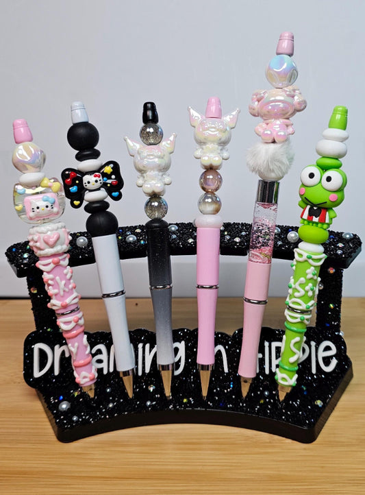 Kawaii Sanrio Silicone Beaded Pens / Focal Bead Ballpoint Refillable Cute Stationery Gift