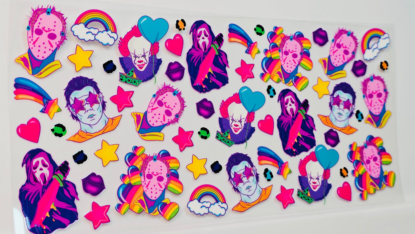 Scream Ghostface Michael Myers IT Halloween Horror Movie Neon UVDTF Wrap 16 oz