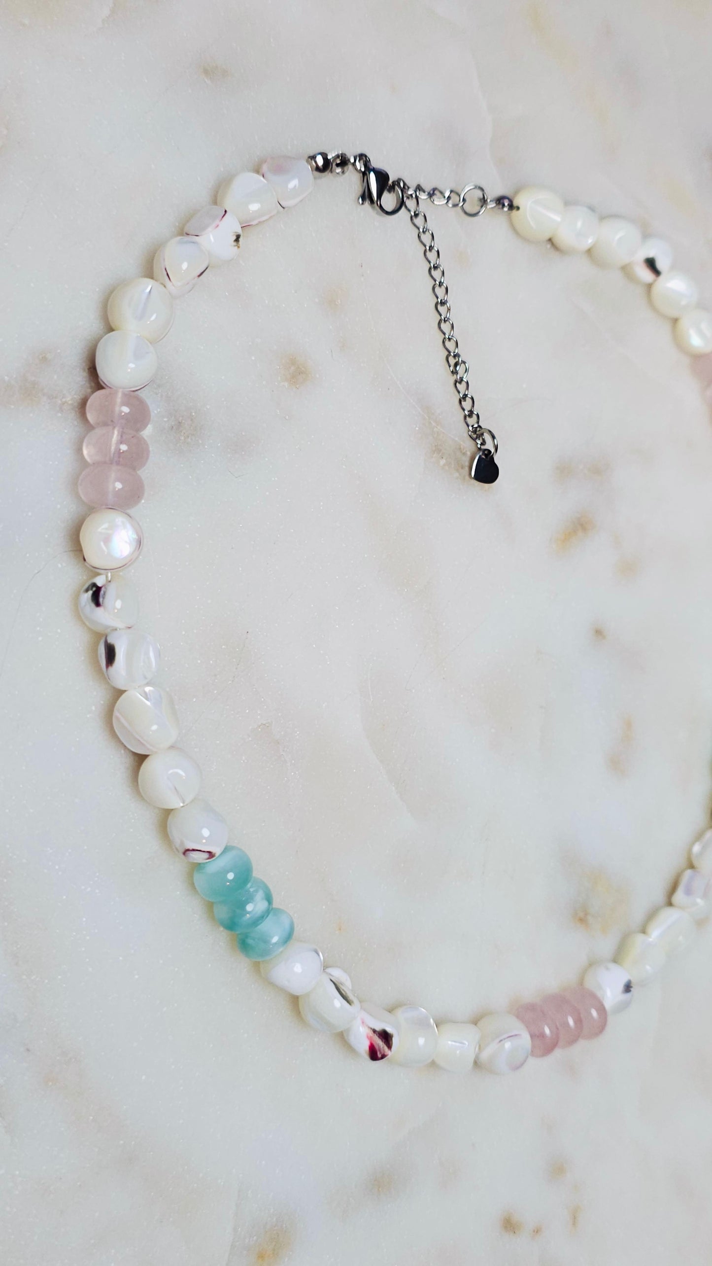 The Sacred Feminine™ | Pearl, Green Moonstone, Rose Quartz | Peaceful Healing Crystal Necklace | Handmade Gemstone Jewelry | Gift for Her