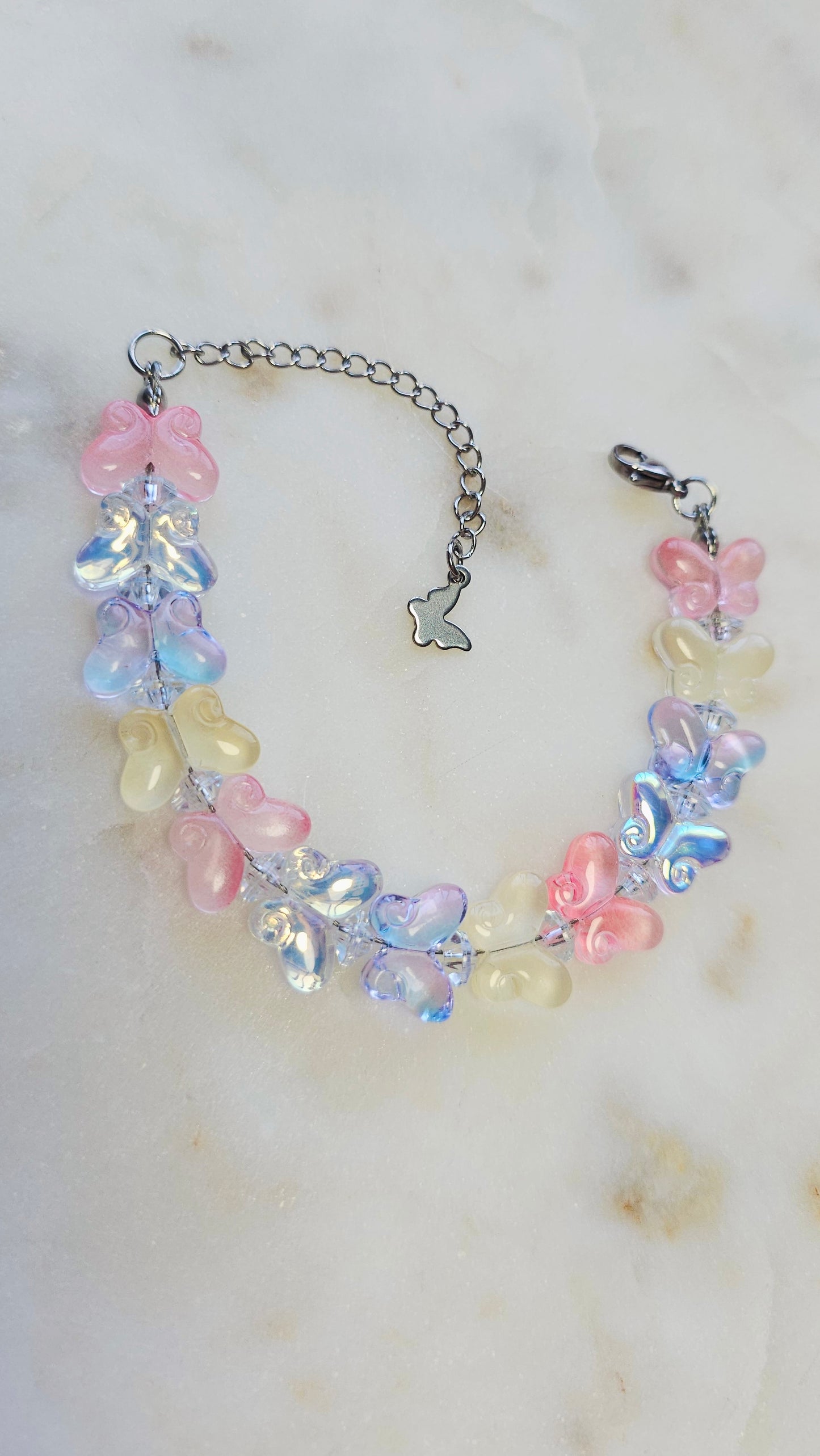 Color Shifting Glass Butterfly Bracelet | Adjustable Bracelet | Heart Jewelry | Raver Bracelet | Girly Bracelet | Fairy Core