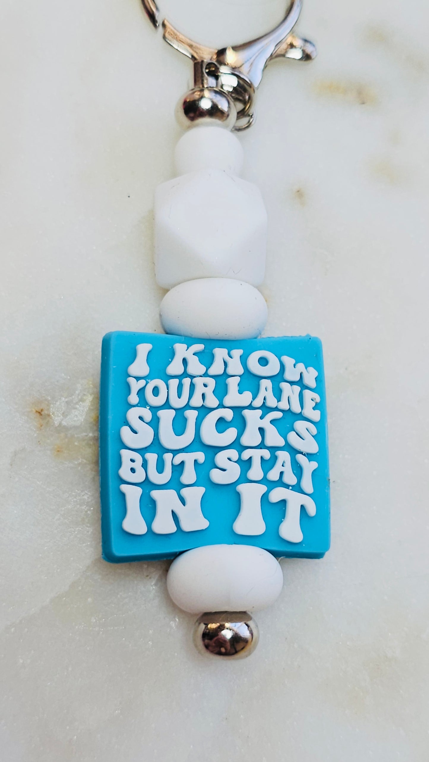 Stay in Your Sucky Lane Funny Keychain | Beaded Keychain | Sarcastic Gift | Bag Charm | Purse Accessory | Gag Gift for Her