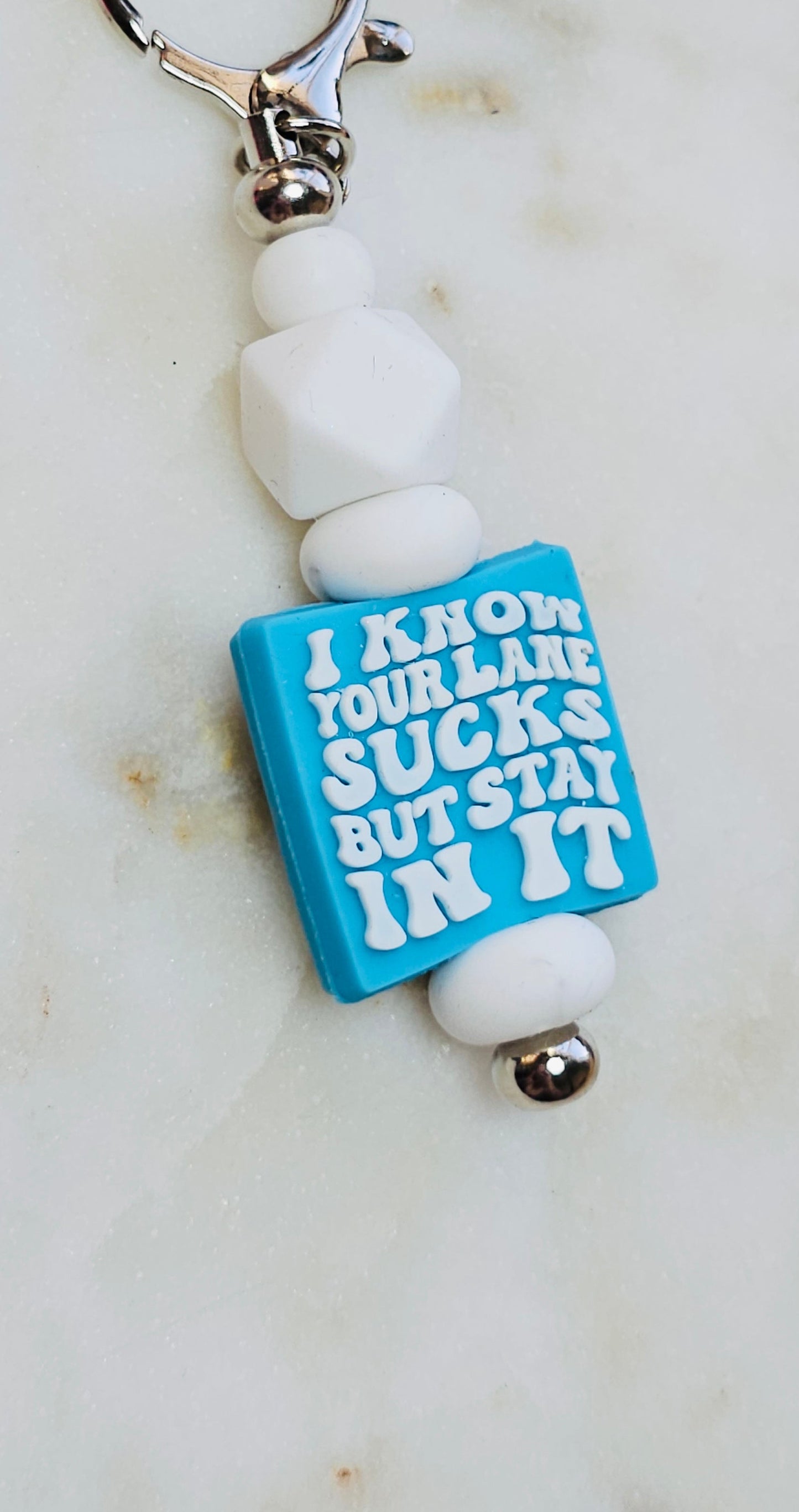Stay in Your Sucky Lane Funny Keychain | Beaded Keychain | Sarcastic Gift | Bag Charm | Purse Accessory | Gag Gift for Her
