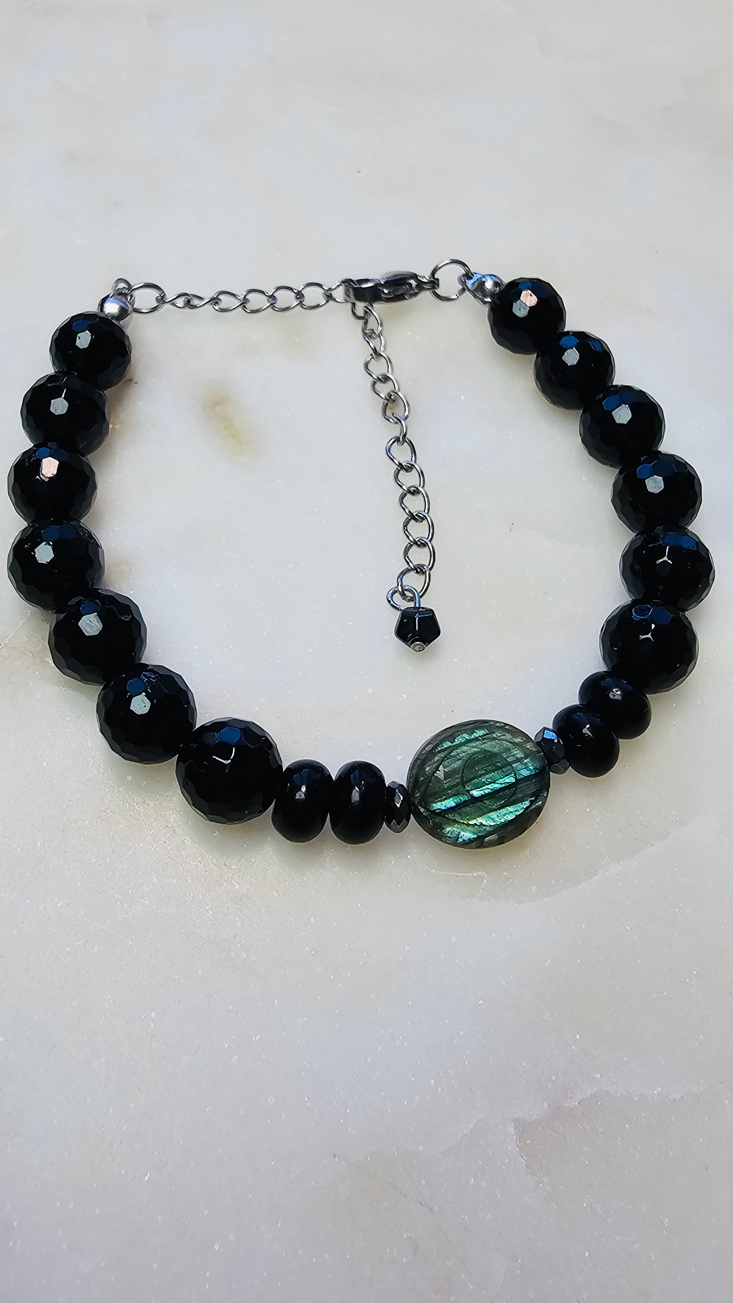 Labradorite Evil Eye Protection Bracelet | Evil Eye Jewelry | AAA Black Tourmaline | Hematite | Protection Crystal Bracelet