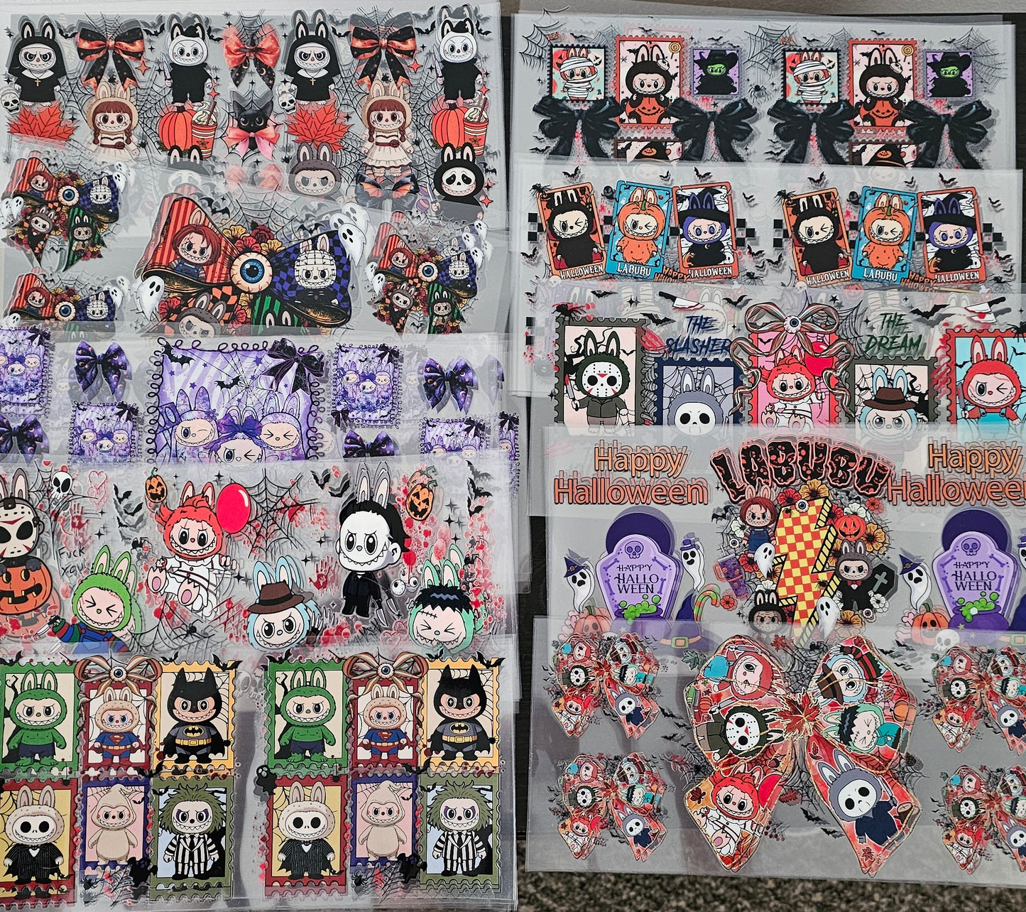 89 Labubu Horror Cup Wraps/ Stitch/ Halloween Tumbler Wrap Bundle/ Creepy 16 oz UVDTF Wraps/ Horror Movie Cup Supplies/ Snow Globe