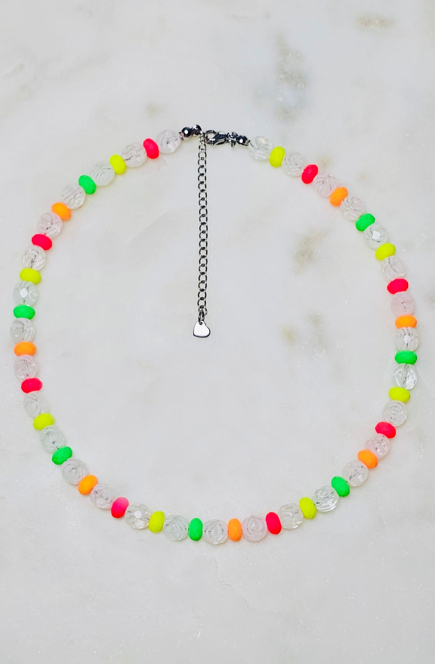 Etched Tiger Striped 8mm Beads Czech Neon Bead Spacers | Neon Beaded necklace | Summer Jewerly | Rave Choker | Fun Necklace