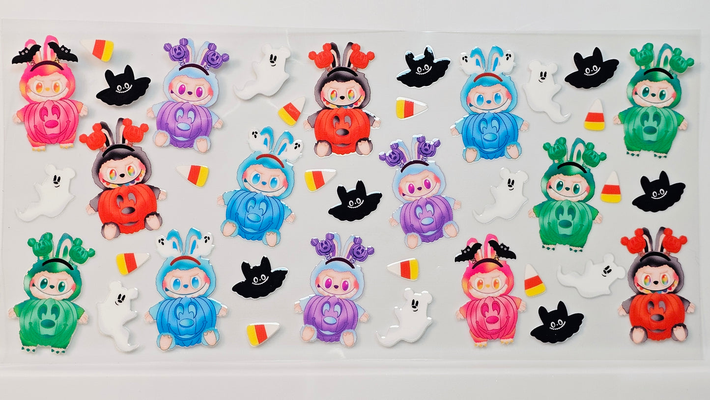 Labubu Pumpkin Halloween Candy Corn UVDTF Wrap 16 oz