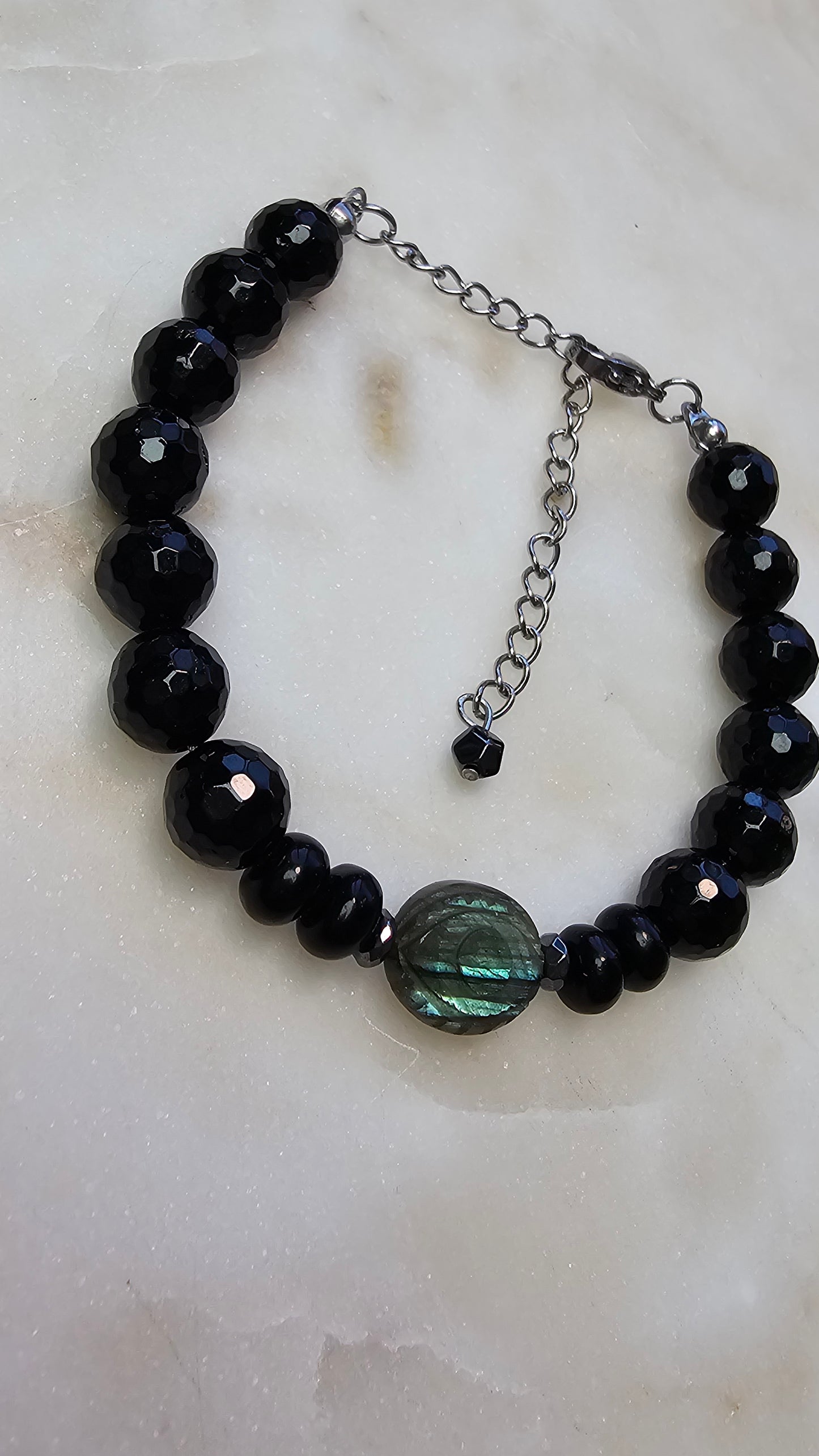 Labradorite Evil Eye Protection Bracelet | Evil Eye Jewelry | AAA Black Tourmaline | Hematite | Protection Crystal Bracelet