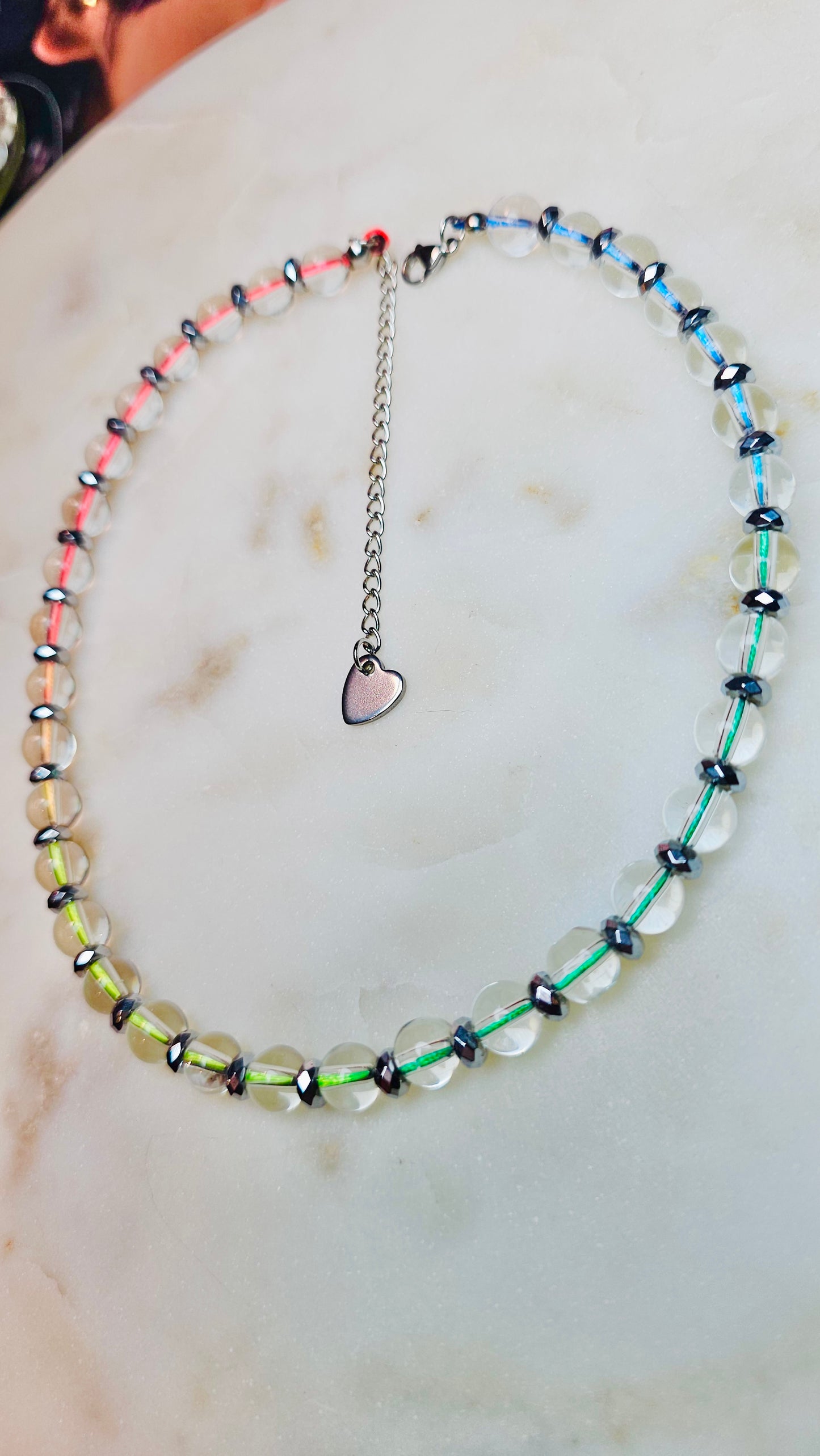 Rainbow Prism Necklace™ | Clear Quartz & Hematite Choker Adjustable | Rainbow Crystal Necklace | Healing Jewelry | Rave Jewelry | Stainless Steel