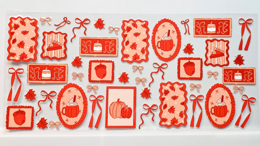 Pumpkin Fall Autumn Bows UVDTF Wrap 16 oz