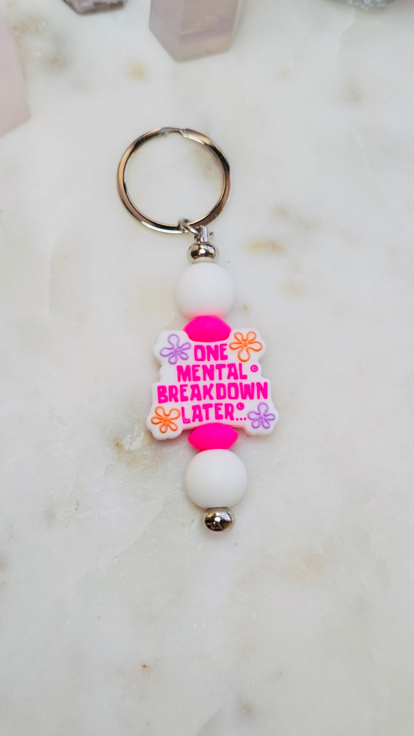 SpongeBob One Mental Breakdown Later Funny Keychain | Beaded Keychain | Sarcastic Gift | Bag Charm | Purse Accessory | Gag Gift for Her
