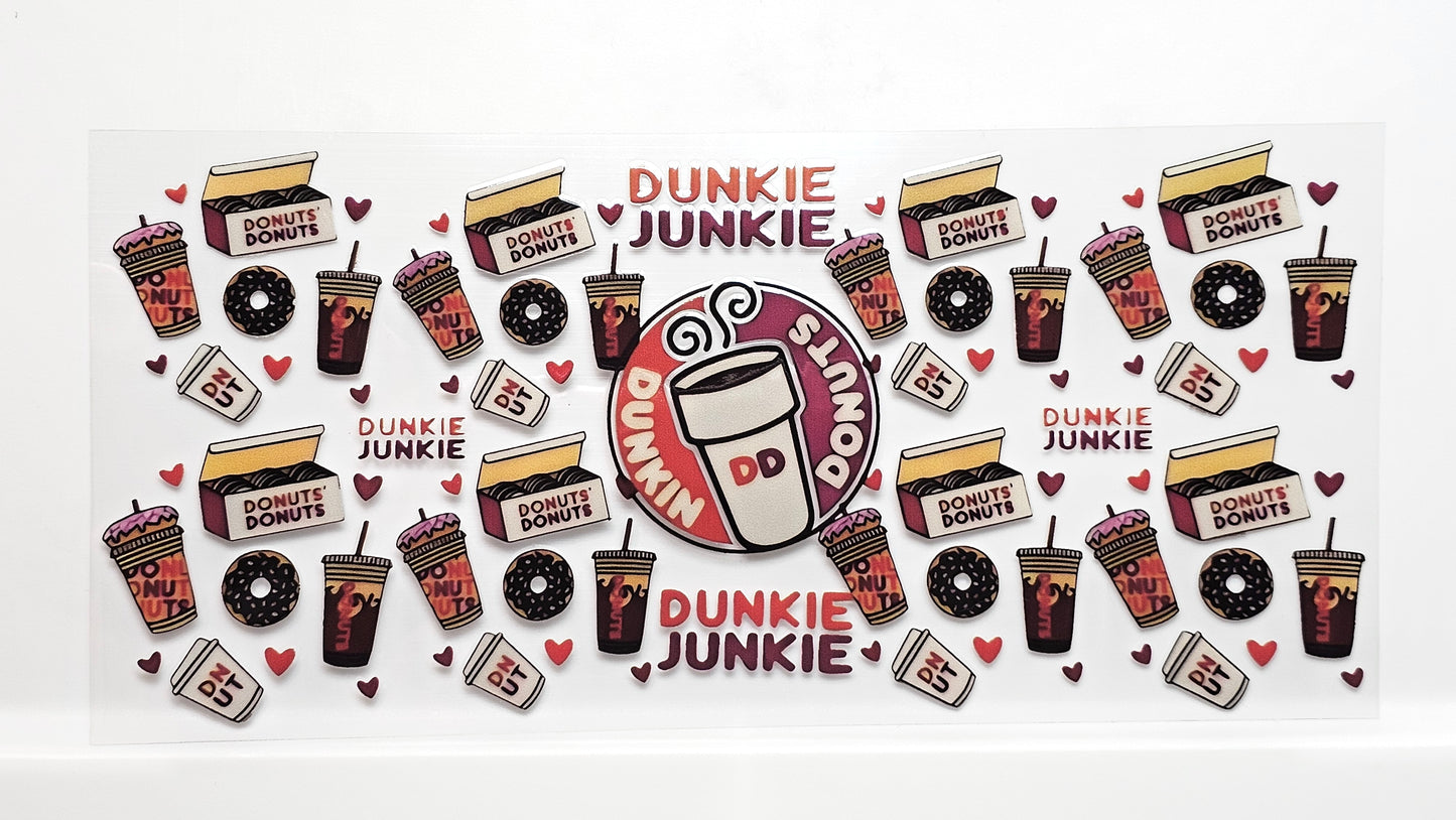 Dunkie Junkie Dunkin Donuts Coffee and Donuts Drink UVDTF Wrap 16 oz
