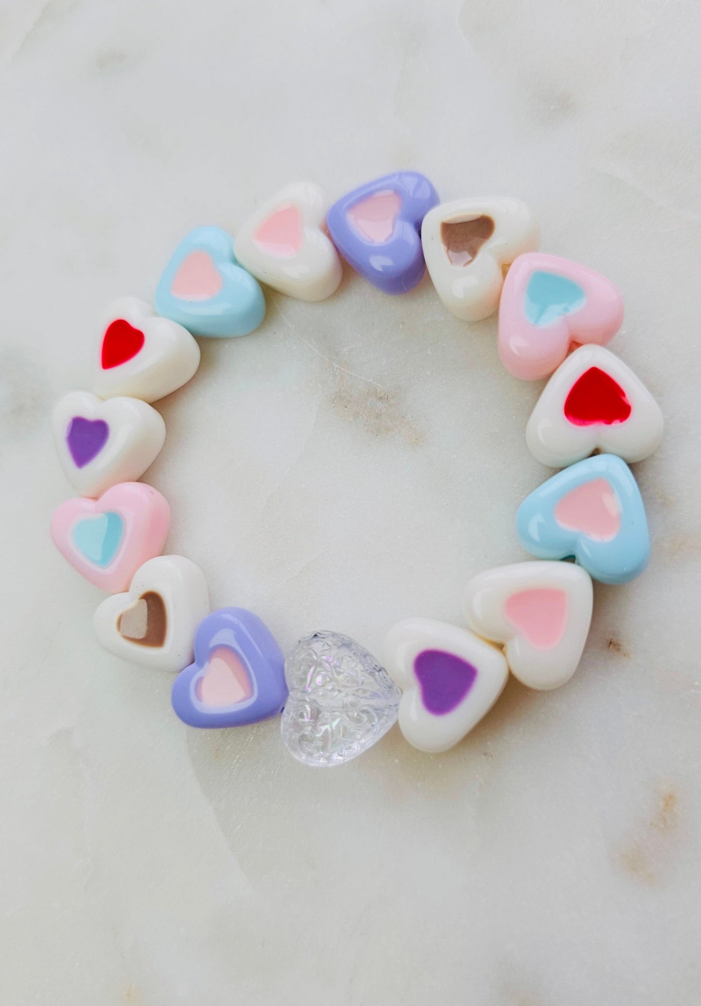 I Heart Me™ | Pastel Heart Bead Stretch Bracelet | Inner Child Collection | Heart Bracelet | Funky Jewelry