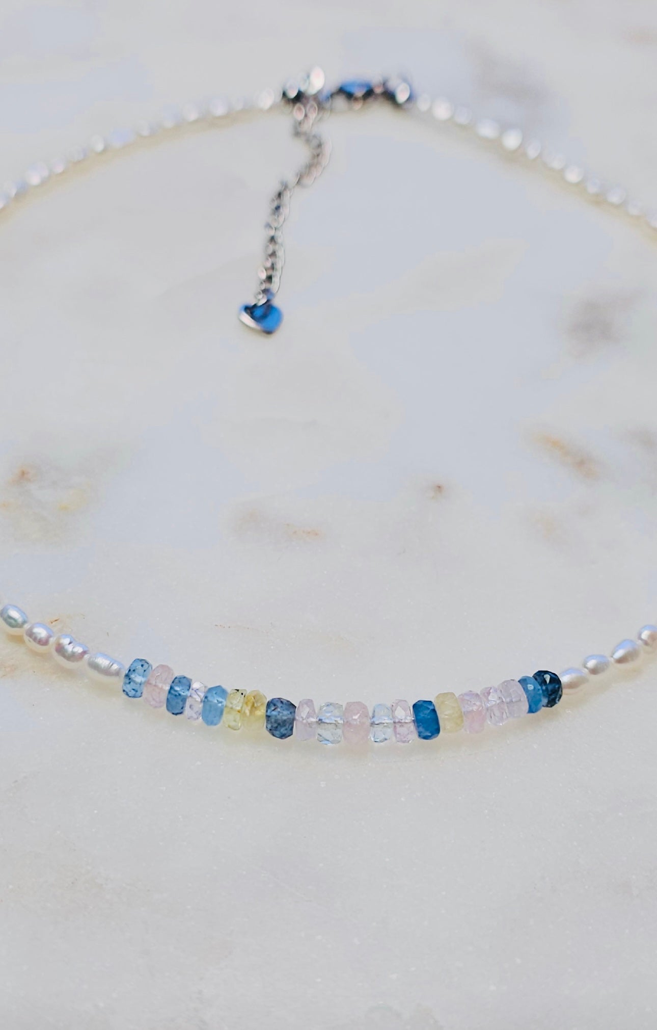 Dainty Pearl and Morganite Choker Necklace | Summer Feminine Necklace | Freshwater Pearls | Dainty Choker | Summer Jewelry