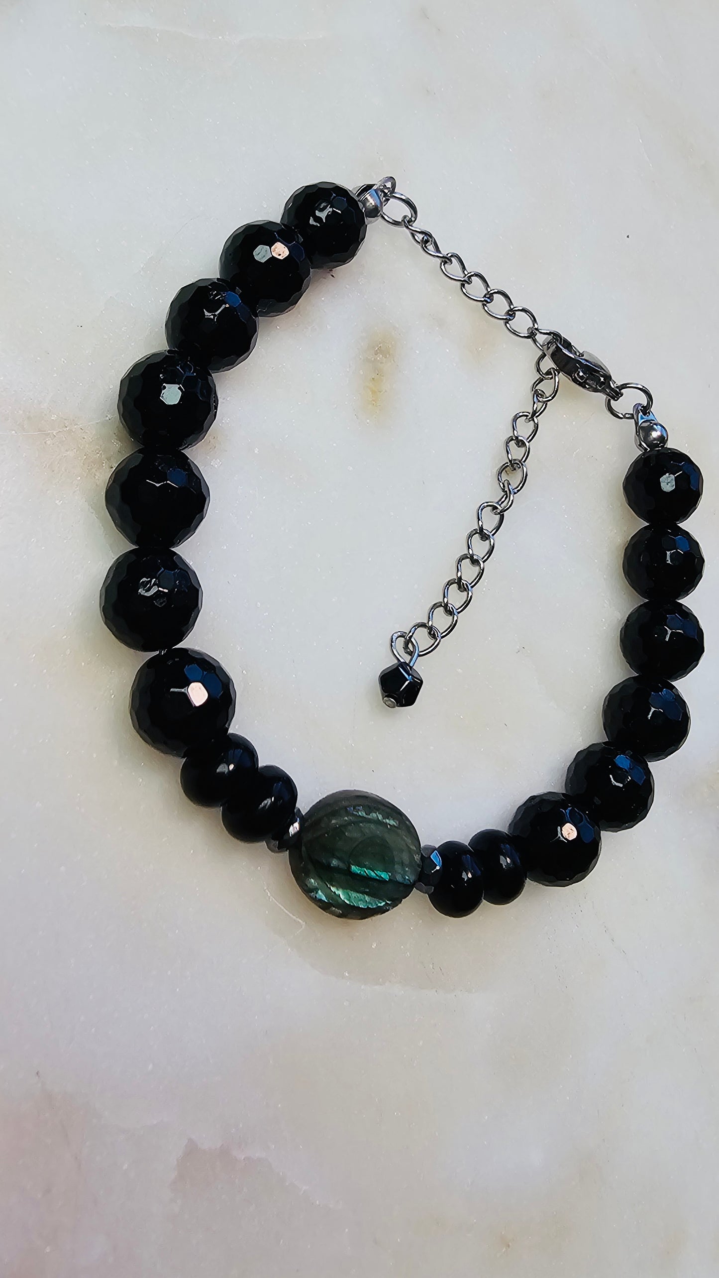 Labradorite Evil Eye Protection Bracelet | Evil Eye Jewelry | AAA Black Tourmaline | Hematite | Protection Crystal Bracelet