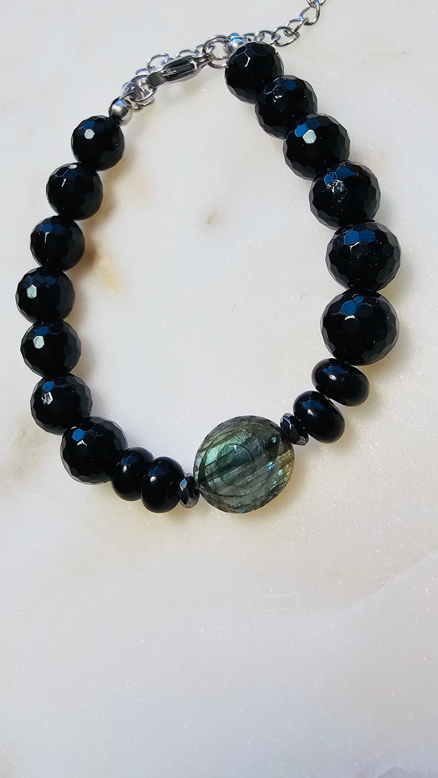 Labradorite Evil Eye Protection Bracelet | Evil Eye Jewelry | AAA Black Tourmaline | Hematite | Protection Crystal Bracelet