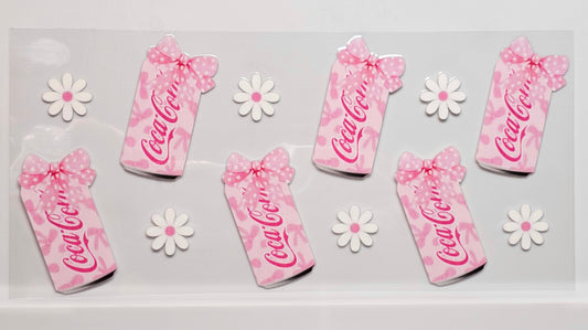 Coca Cola Pink with Bows Flowers Drink UVDTF Wrap 16 oz