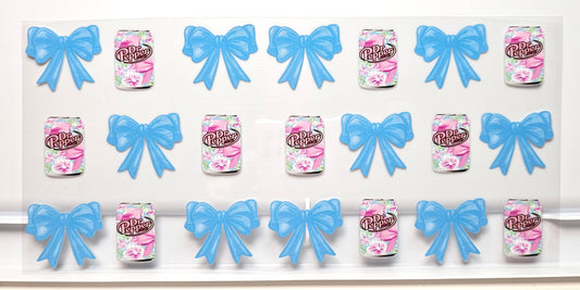 Dr Pepper Soda with Blue and Pink Bows Drink UVDTF Wrap 16 oz