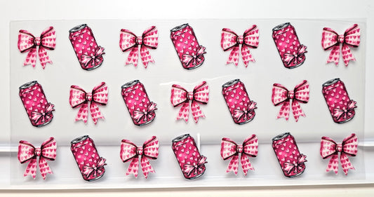 Soda Cans with Hearts & Bows Drink UVDTF Wrap 16 oz