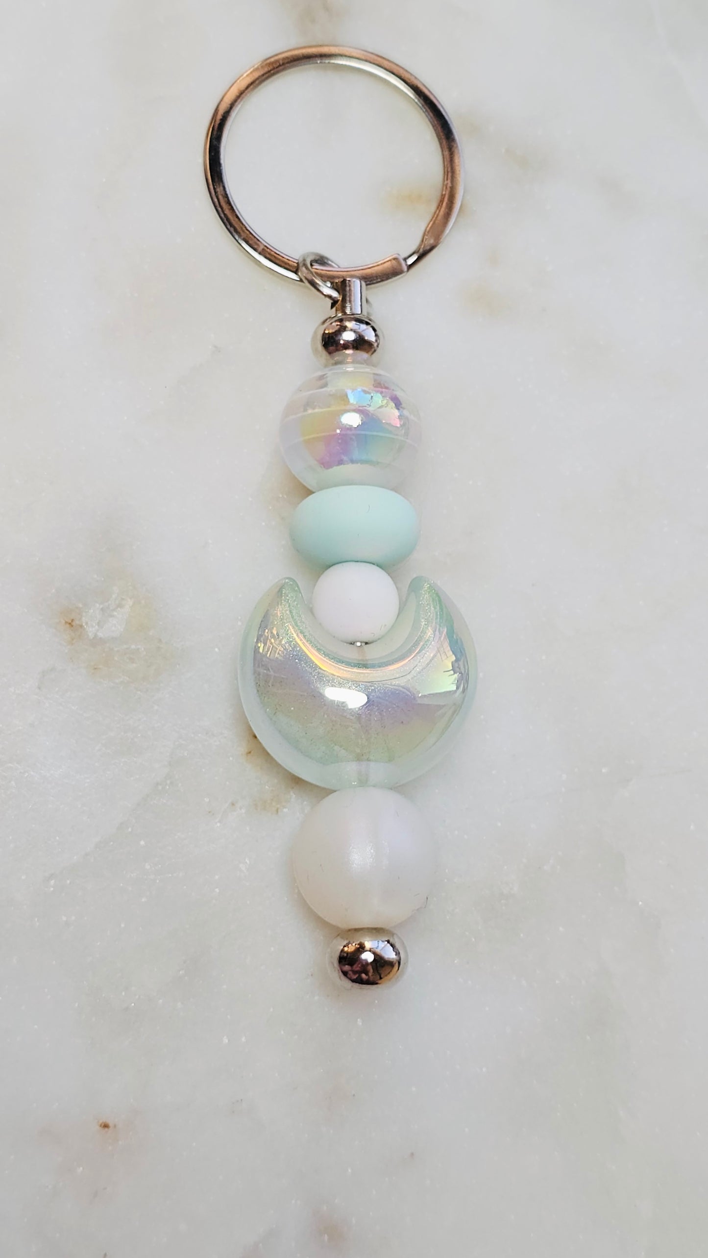 Moon Keychain™ | Cute Beaded Keychain | Pastel Moon Charm | Bag Charm | Purse Accessory | Gift for Her