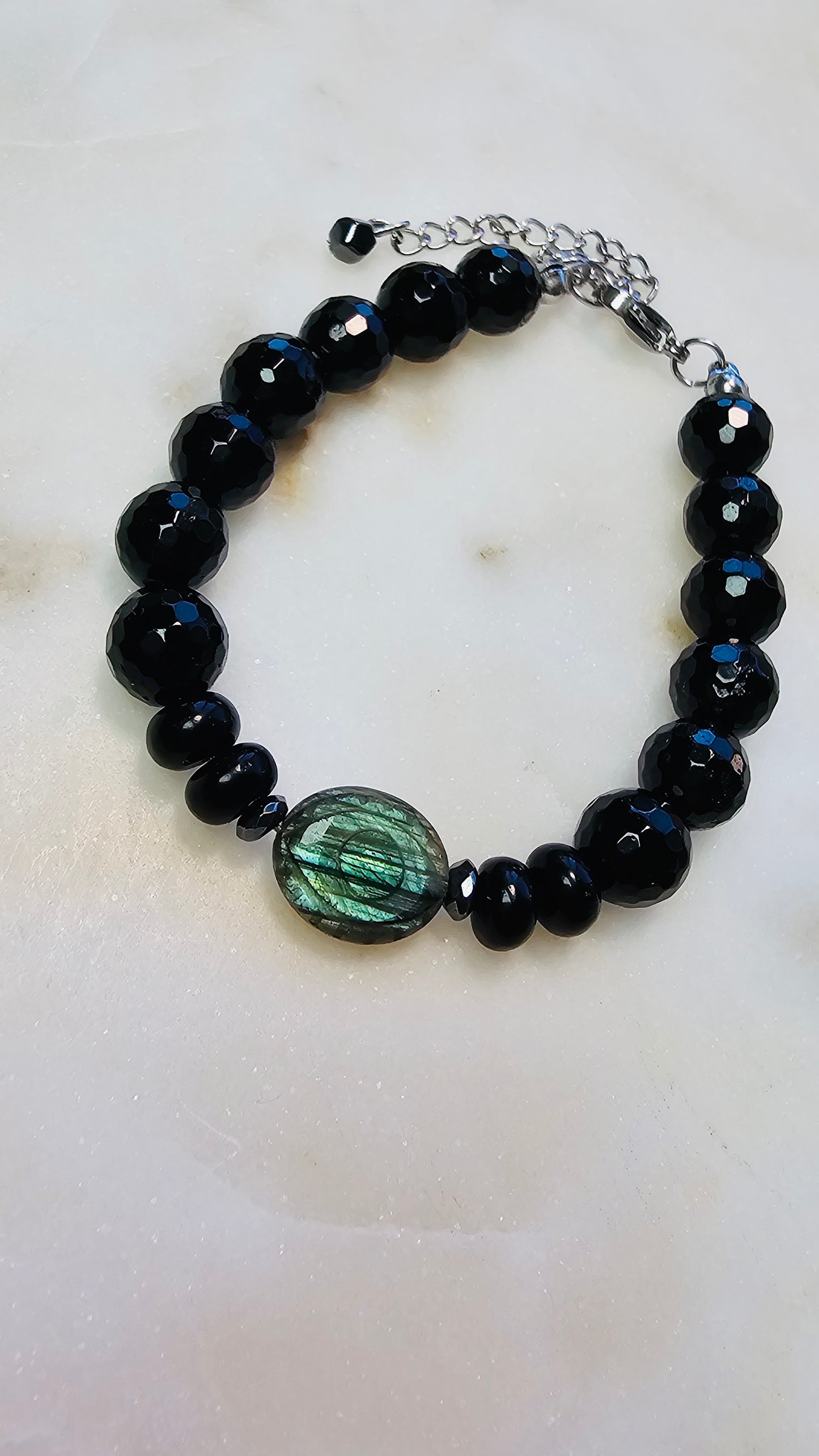 Labradorite Evil Eye Protection Bracelet | Evil Eye Jewelry | AAA Black Tourmaline | Hematite | Protection Crystal Bracelet