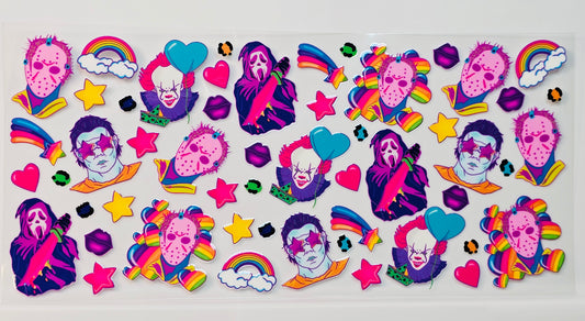 Scream Ghostface Michael Myers IT Halloween Horror Movie Neon UVDTF Wrap 16 oz